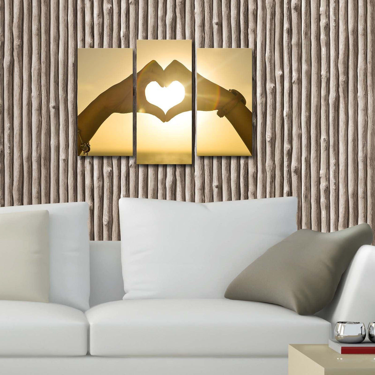 Tablou Canvas cu Led Hand Heart, Multicolor, 66x45 cm