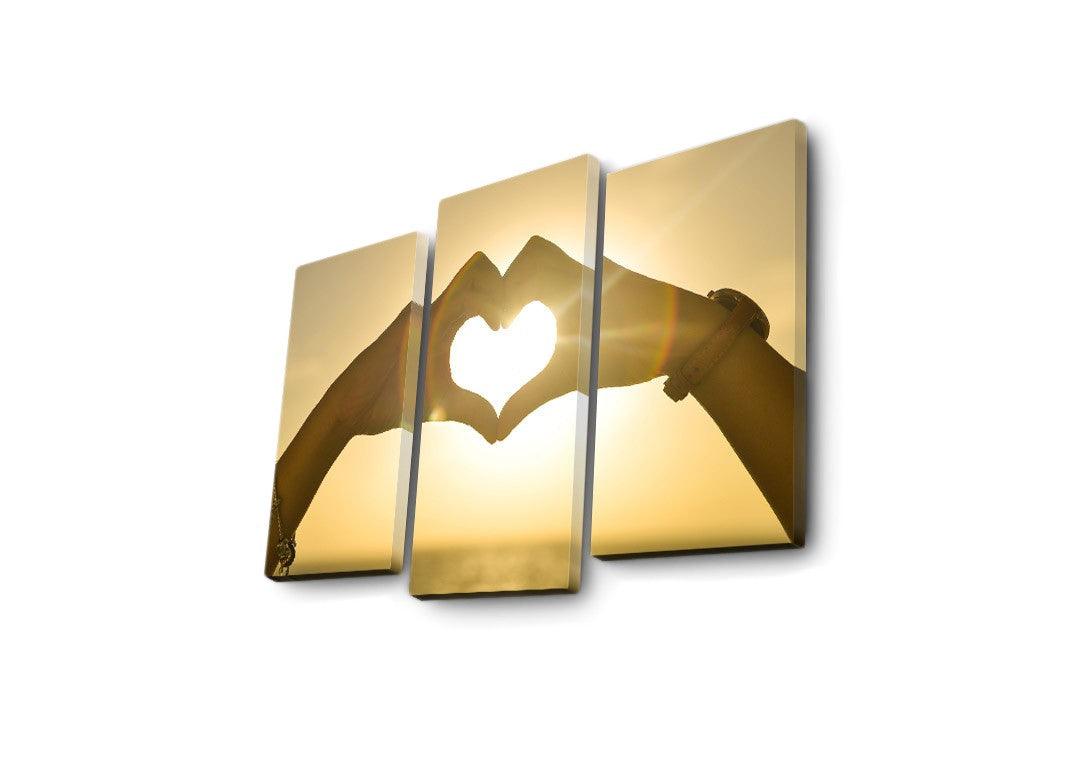 Tablou Canvas cu Led Hand Heart, Multicolor, 66x45 cm