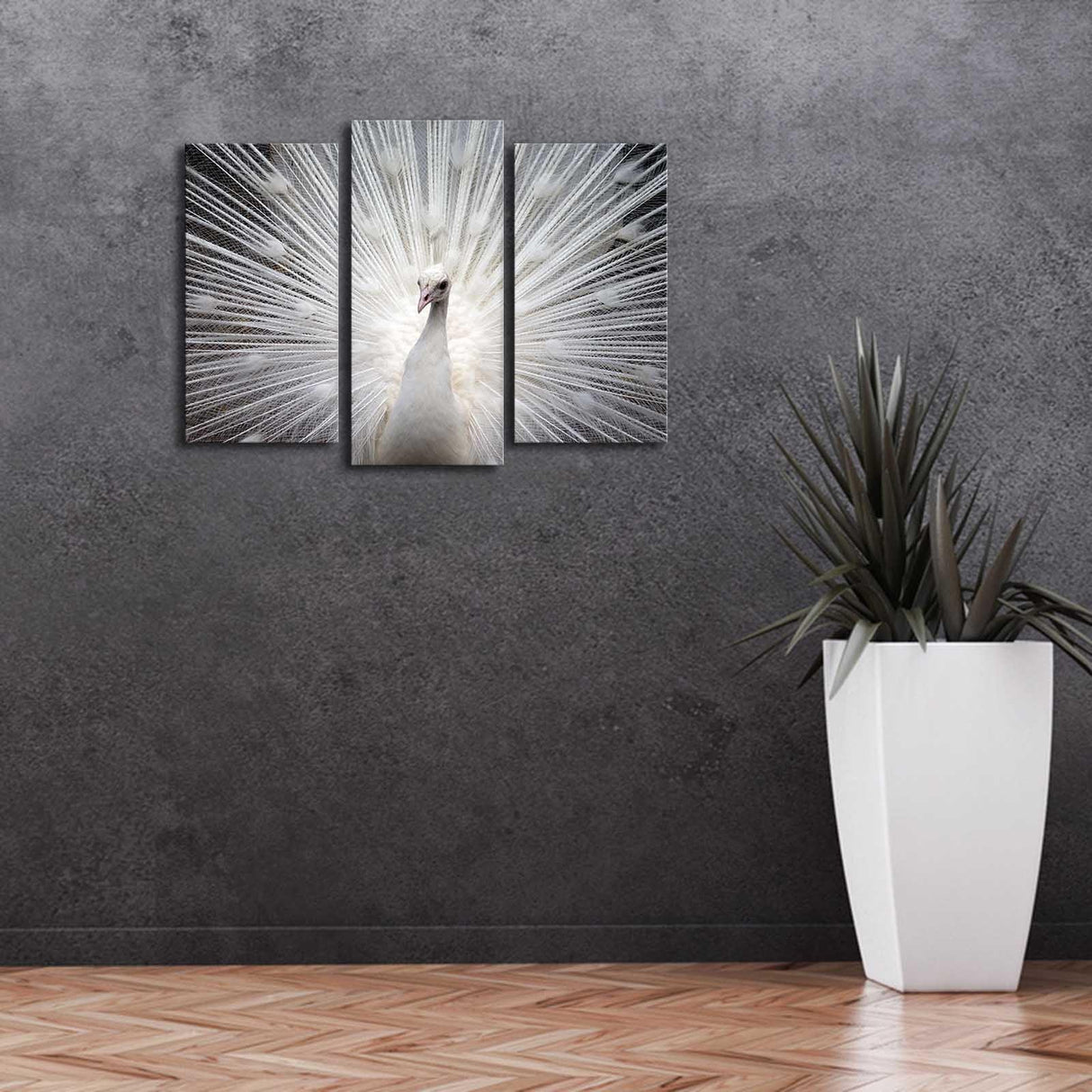 Tablou Canvas cu Led Paun, Multicolor, 66x45 cm