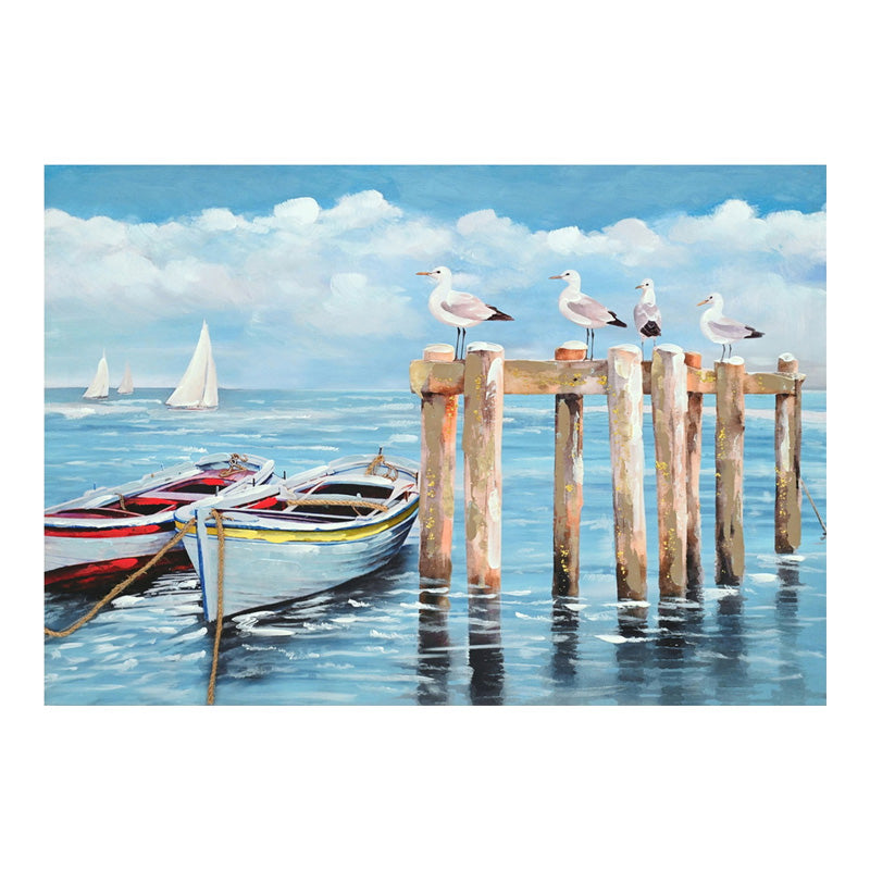 Tablou canvas cu peisaj de port, Multicolor, 100x70 cm
