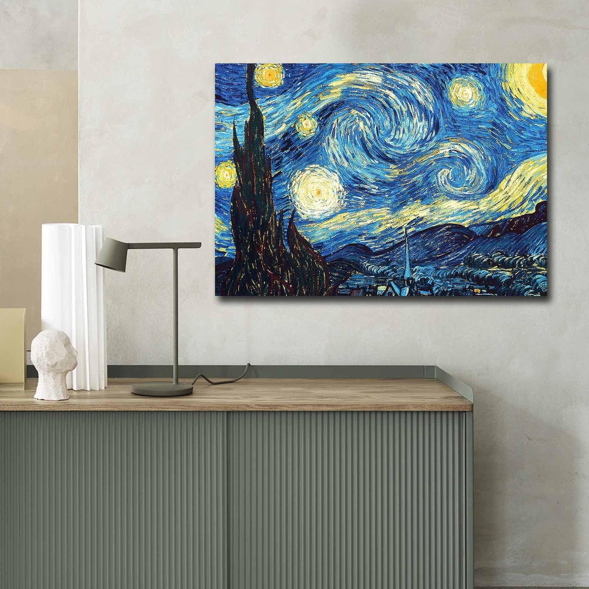 Tablou Canvas Van Gogh Noapte instelata, Multicolor, 100x70 cm
