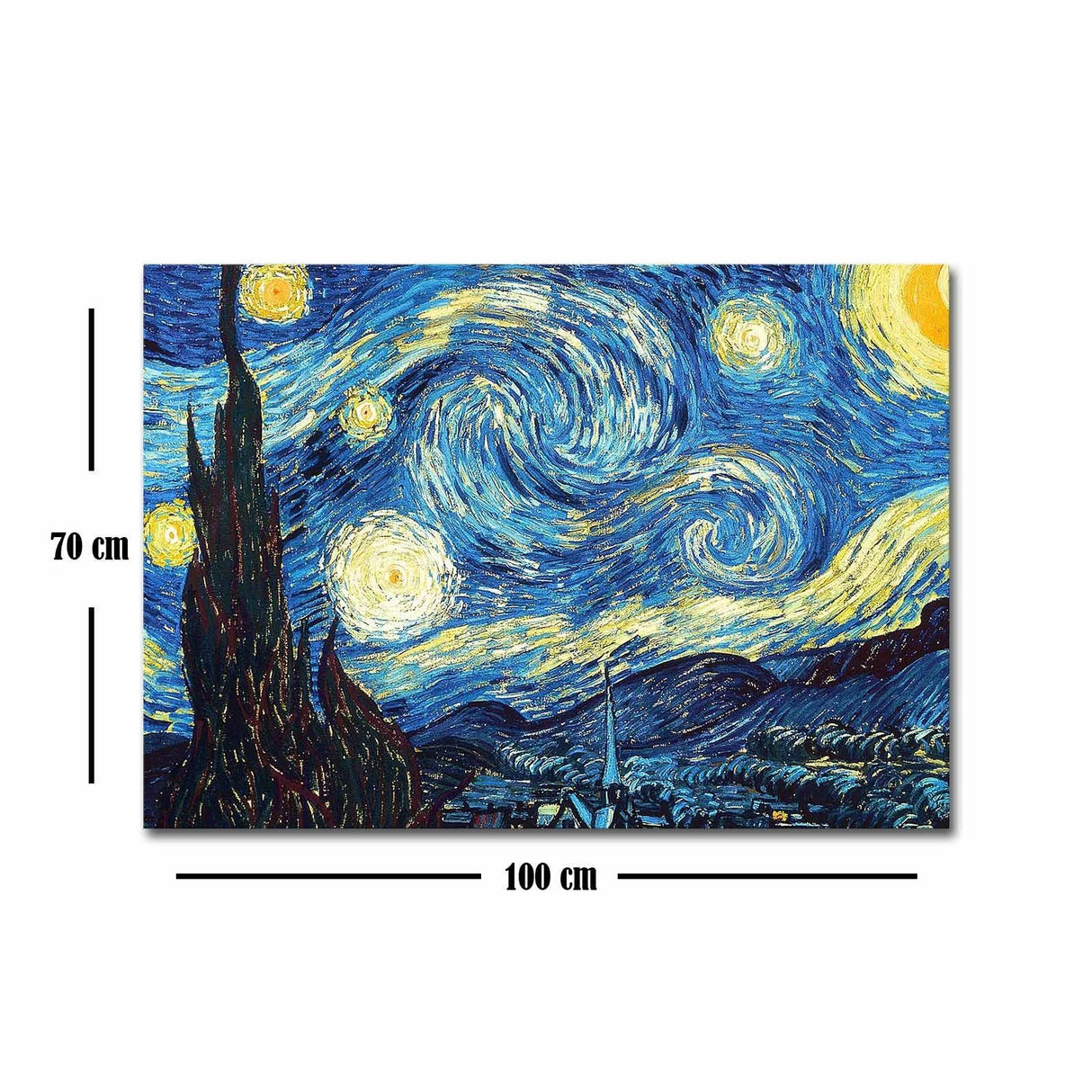 Tablou Canvas Van Gogh Noapte instelata, Multicolor, 100x70 cm
