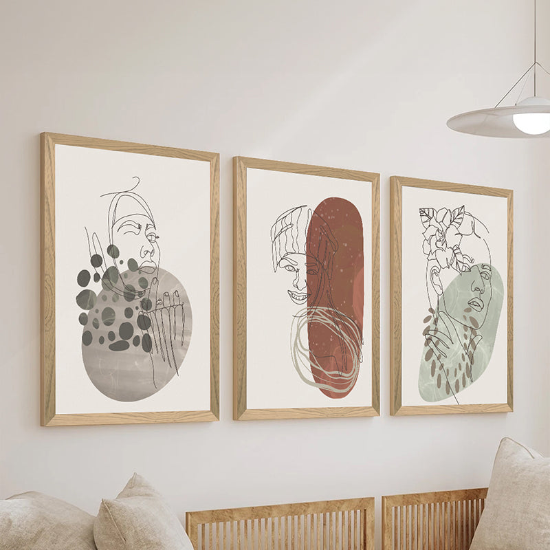 Tablou de canvas Wall art în frame Linento triptyque cu digital print, Multicolor, 33x48 cm