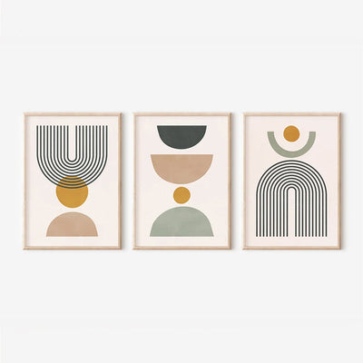 Tablou decorativ Ominel, Triptic, Lemn, Multicolor, 33x48 cm