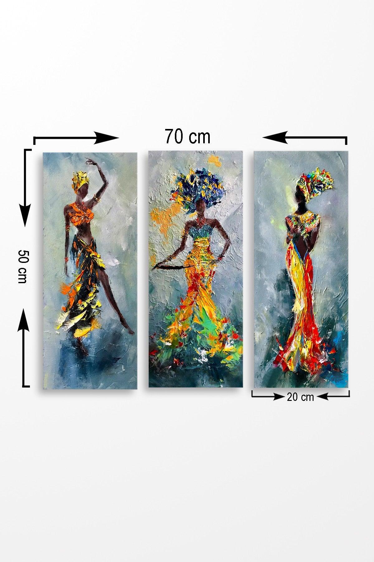 Tablou MDF (3 bucăți) Marvellous African Lady, Multicolor, 50x70 cm