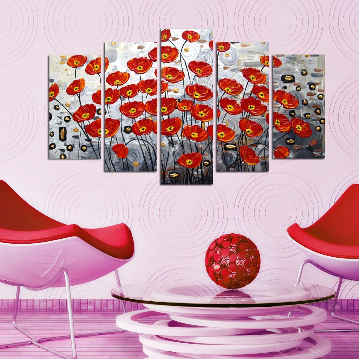 Tablou MDF ( 5 buc ) Mac de Camp, Multicolor, 60x110 cm