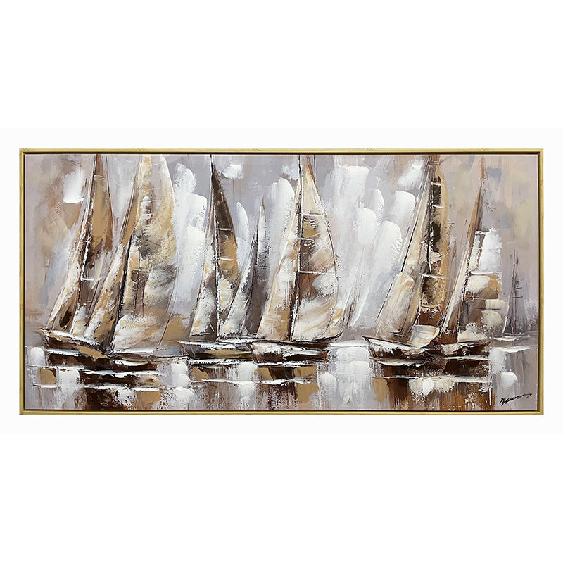 Tablou pe pânza cu rama Yelkan I, Pânza și Lemn, Multicolor, 120x60 cm