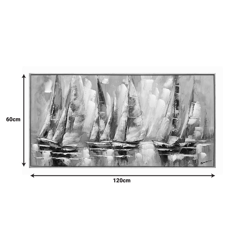 Tablou pe pânza cu rama Yelkan I, Pânza și Lemn, Multicolor, 120x60 cm