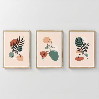 Tablou triptic Elix, Ramă metalică, Multicolor, 33x48 cm