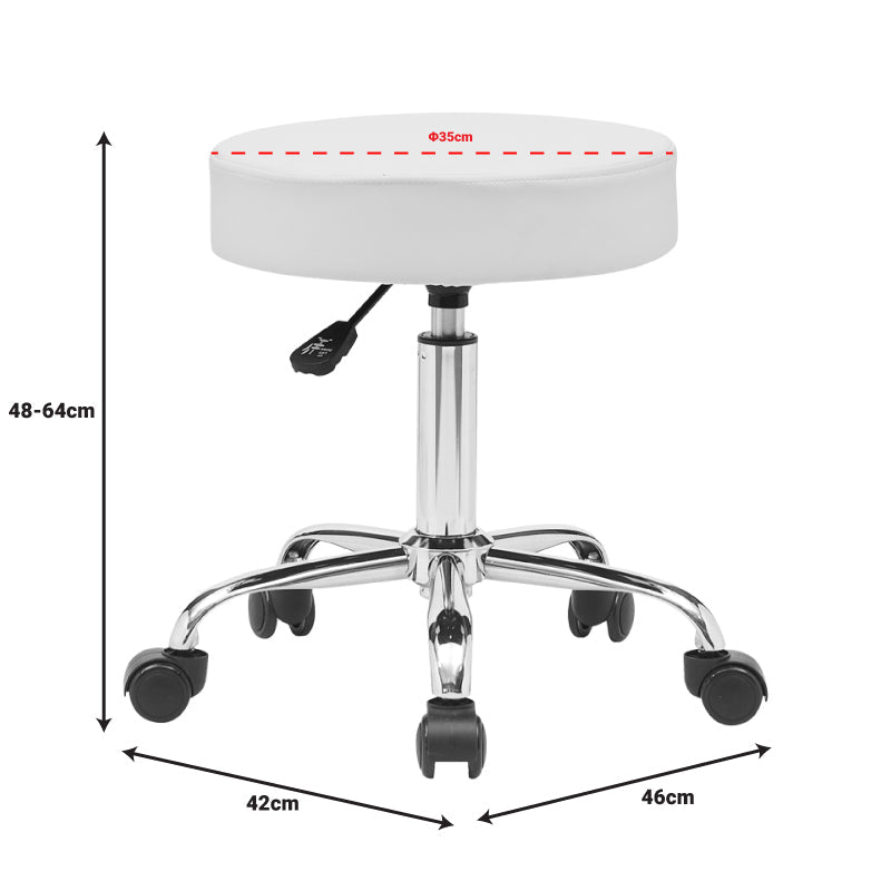 Taburet birou-lucru cu roti Uficio pu, alb, 46x42x48-64 cm
