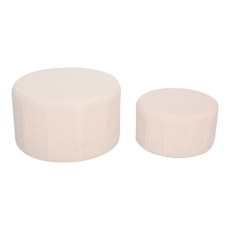 Taburet cu functie de pouf Gabello, Set 2 bucati, Boucle, Bej, 44x26 cm