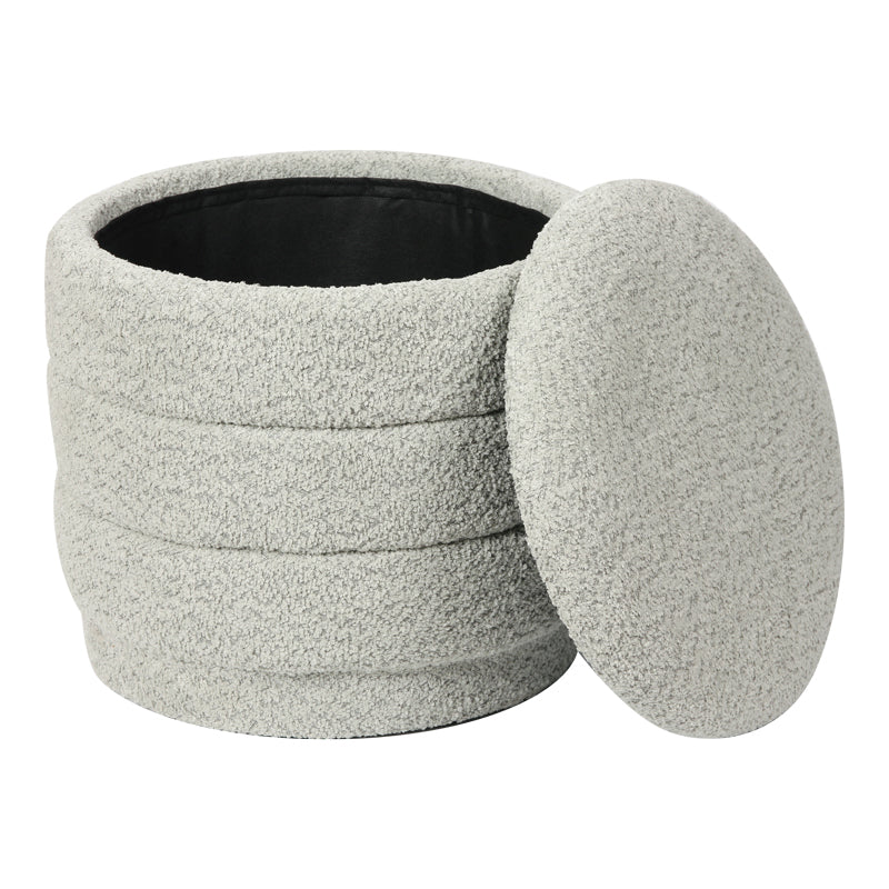 Taburet cu spațiu de depozitare Bettia stofă teddy, Diverse culori, Ø41x39 cm - Mentă