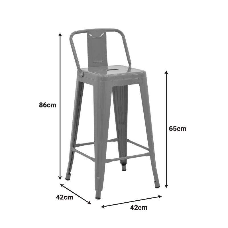 Taburet de bar cu spatar de inaltime medie Utopia din metala, Antracit - Verde, 42x42x86 cm - Antracit