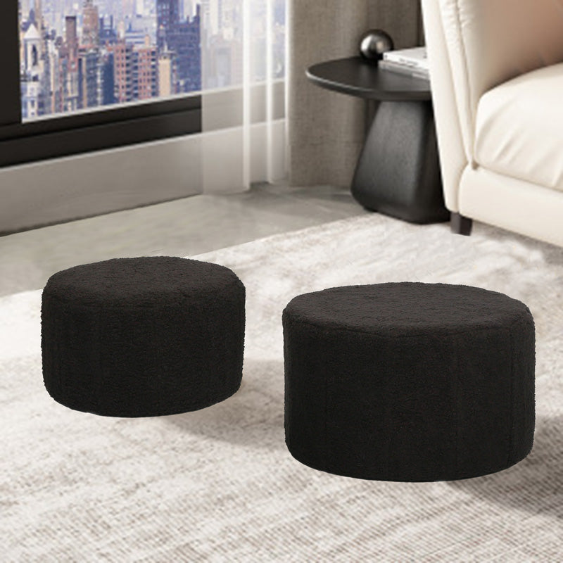 Taburet Pouf cu boucle Gabello, tesatura, Neagra, 44x26 cm