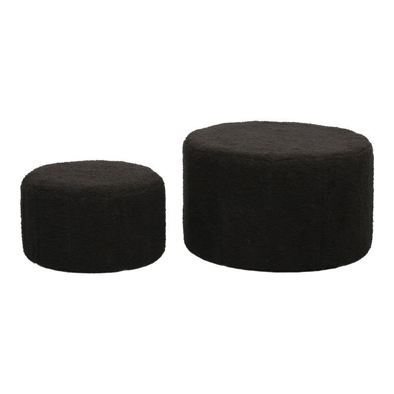 Taburet Pouf cu boucle Gabello, tesatura, Neagra, 44x26 cm