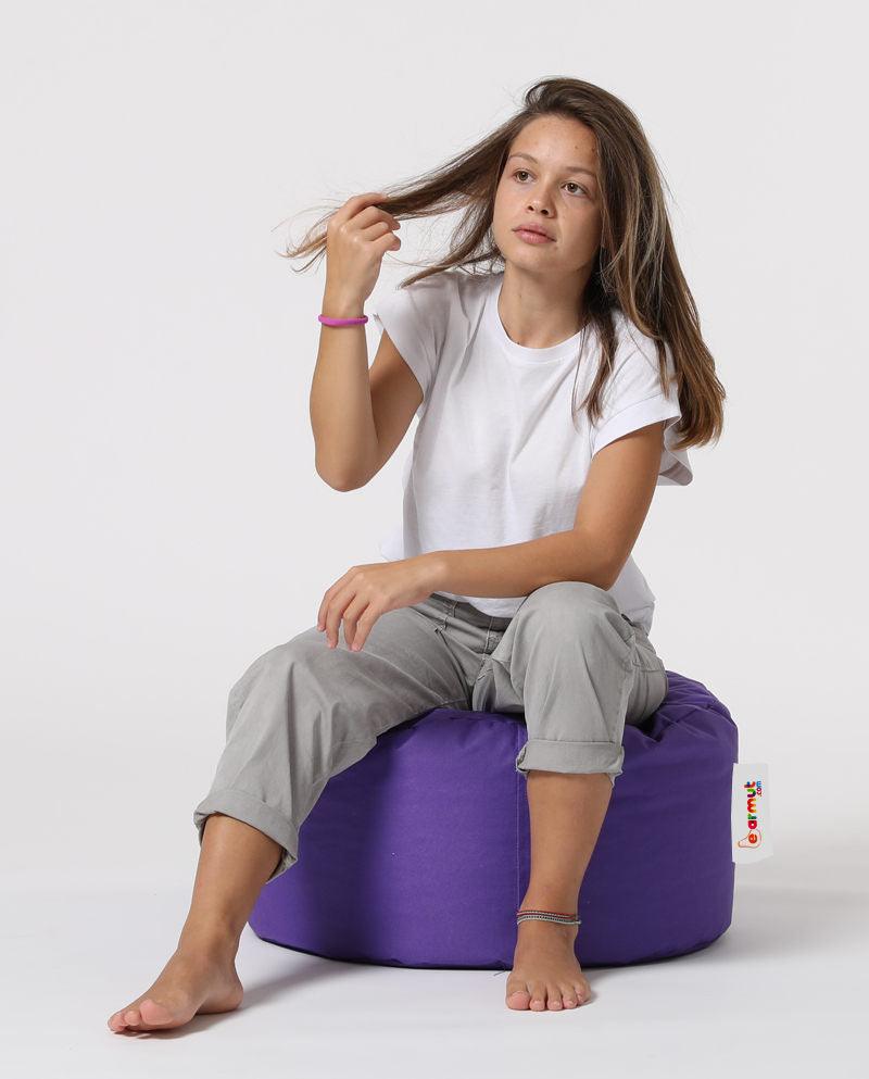 Taburet puf, Round Pouf, Ferndale, impermeabil, Garden Pouffe, 55x55x30 cm - Violet