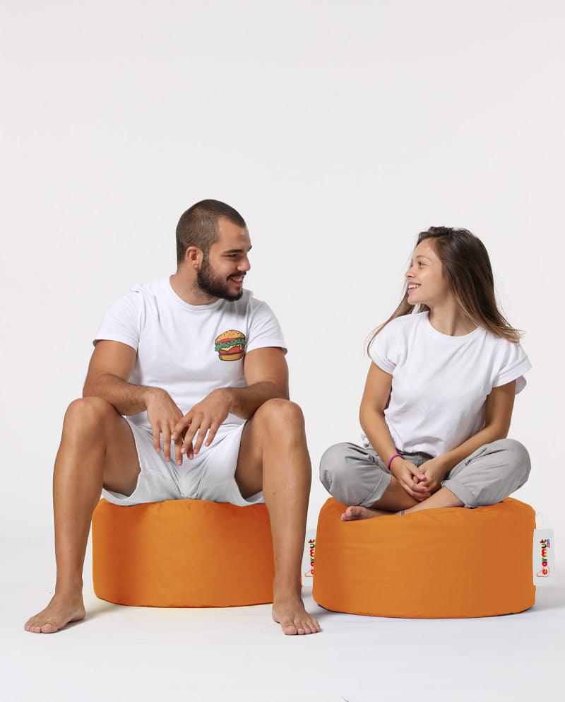 Taburet puf, Round Pouf, Ferndale, impermeabil, Garden Pouffe, 55x55x30 cm - portocale