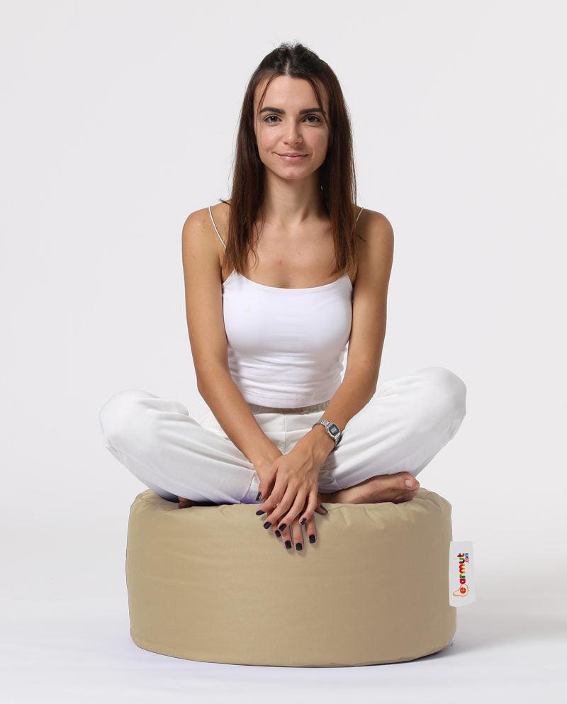 Taburet puf, Round Pouf, Ferndale, impermeabil, Garden Pouffe, 55x55x30 cm - Maro