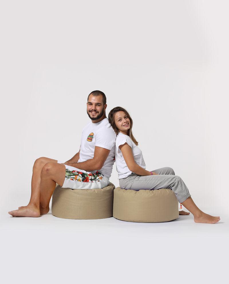 Taburet puf, Round Pouf, Ferndale, impermeabil, Garden Pouffe, 55x55x30 cm - Maro