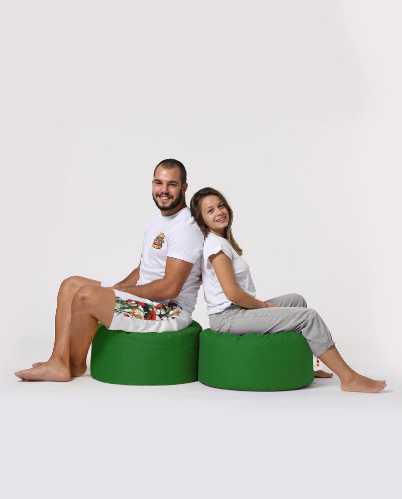 Taburet puf, Round Pouf, Ferndale, impermeabil, Garden Pouffe, 55x55x30 cm - Verde