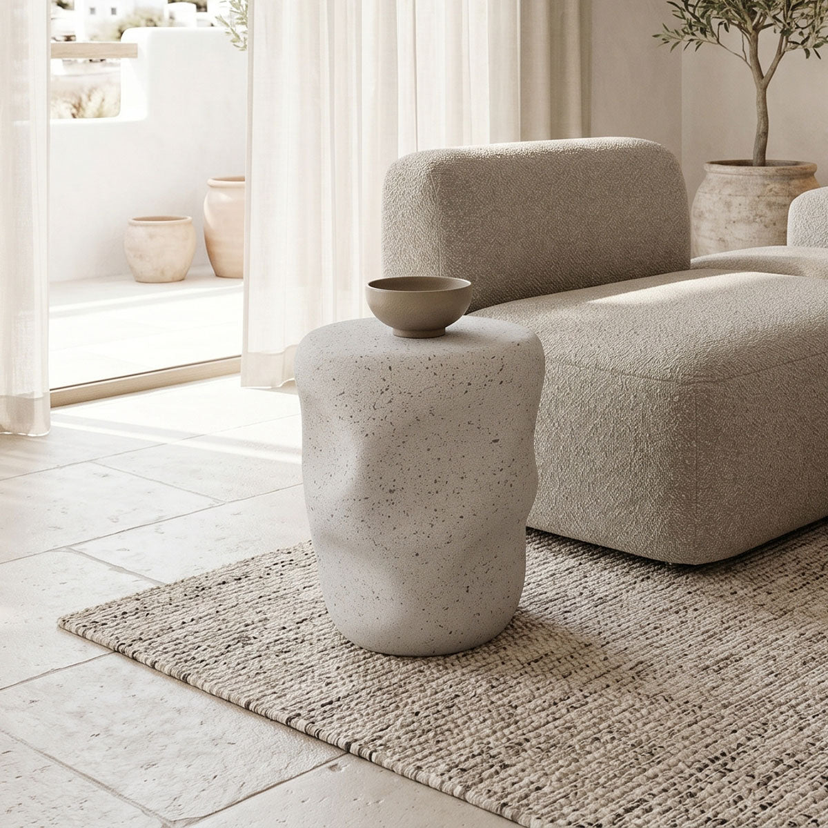Taburet Stool Ardin, Alb - Ecru, 40x50 cm - Taburet Stool Ardin, Alb - Ecru, 40x50 cm
