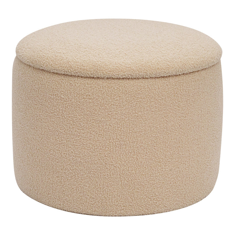 Taburet-trunchi Roundy cu functie multifunctionala, Boucle, bej, 55x41 cm