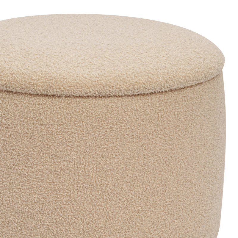 Taburet-trunchi Roundy cu functie multifunctionala, Boucle, bej, 55x41 cm