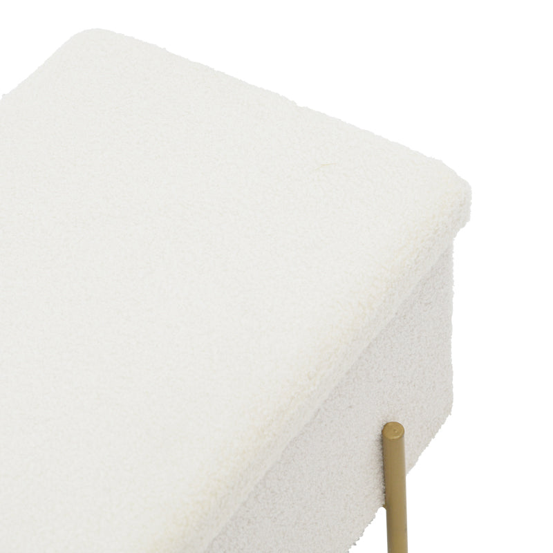 Taburet Ziwel cu capac teddy, alb auriu, 80x40x40 cm