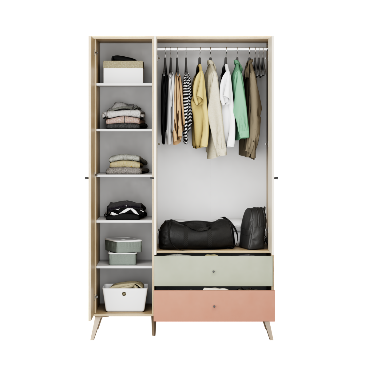 Dulap Haine TGR-933-FX-3 Home Collection® Tiffany, 3 usi, 2 sertare, Multicolor, 121x200x54 cm