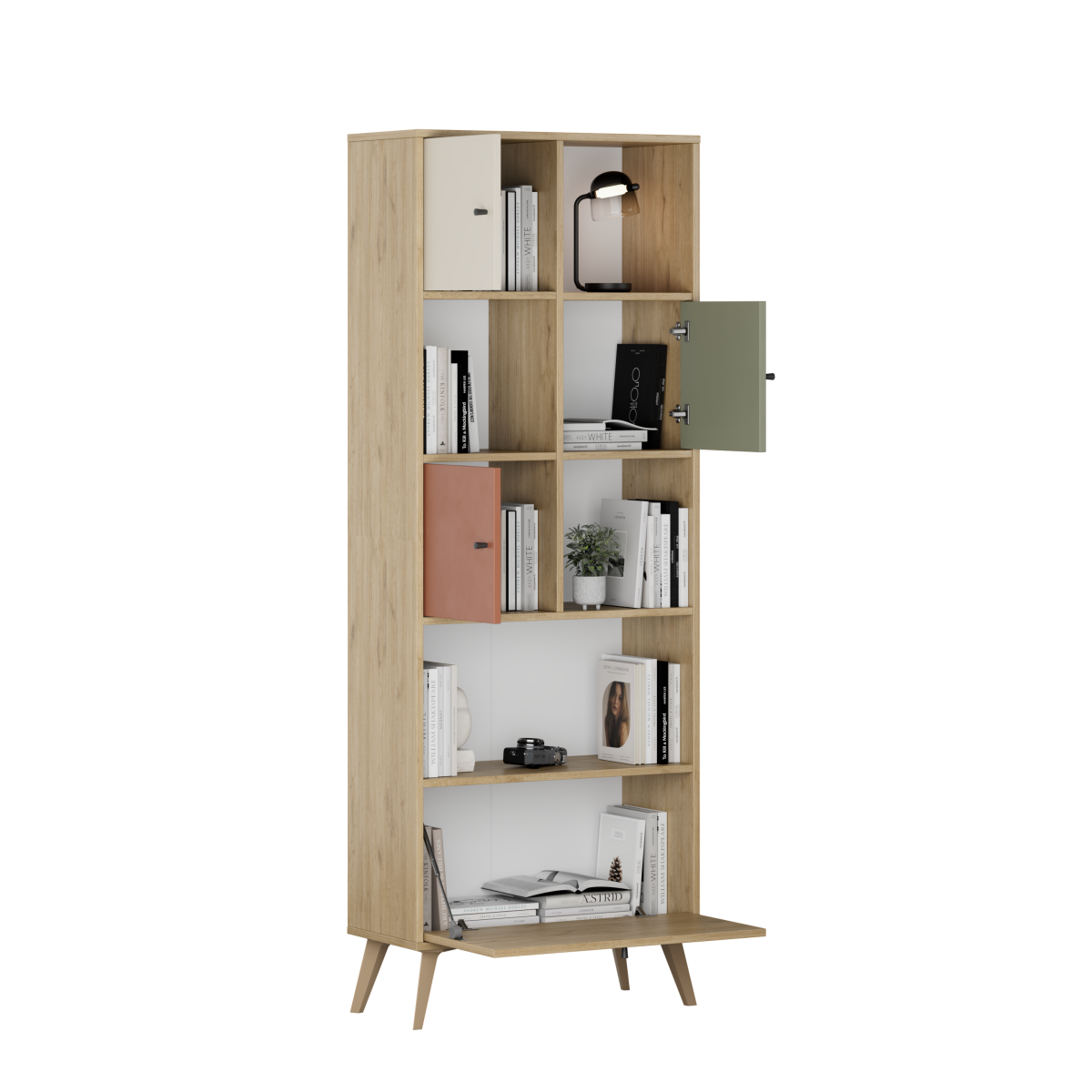Biblioteca TKT-940-FX-1 Home Collection® Tiffany, 4 usi si 4 rafturi, Multicolor, 67x181x30 cm