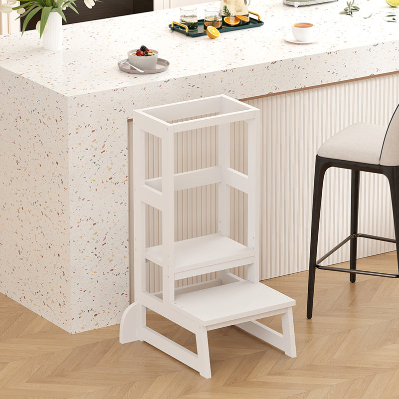 Turnulet de învatare pentru copii Chiquel, stil Montessori, lemn, Alb - Natural, 45x51x90 cm - Turnulet de învatare pentru copii Chiquel, stil Montessori, lemn, Alb - Natural, 45x51x90 cm