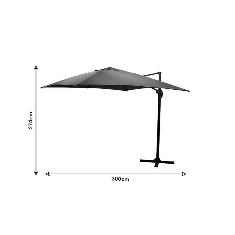 Umbrela de gradina suspendata cu rotatie de 360 de grade Raffaella aluminiu, antracit, 3x3 m