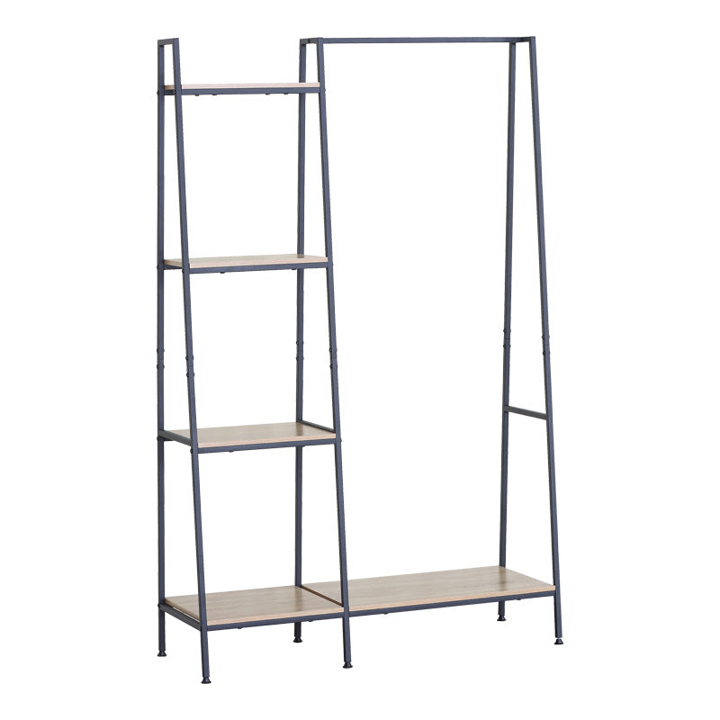 Unitate de intrare-raft Herevy, Stejar cu metal, negru, 101x35x160 cm