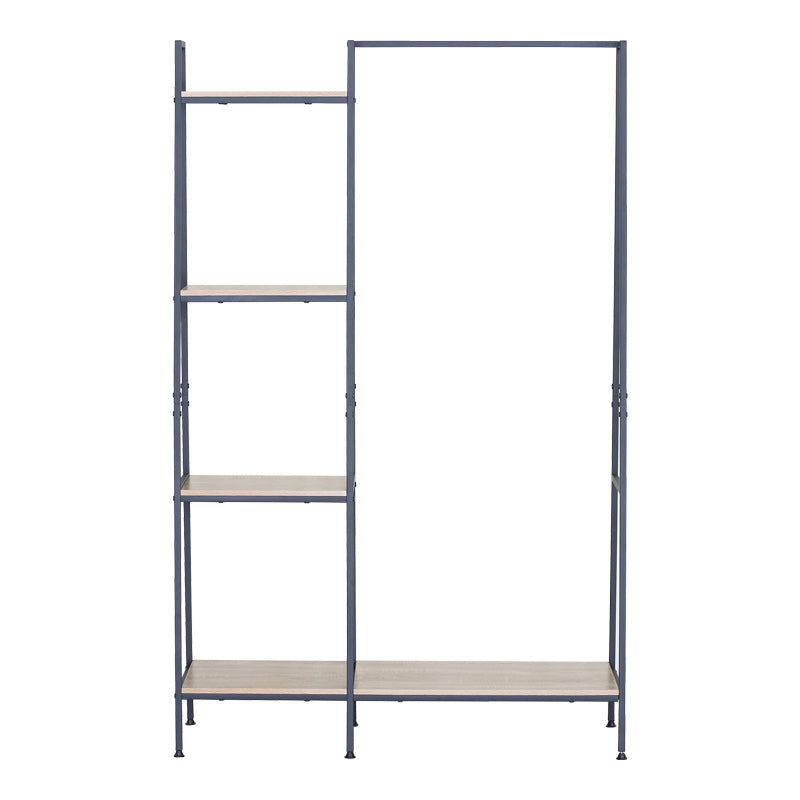 Unitate de intrare-raft Herevy, Stejar cu metal, negru, 101x35x160 cm