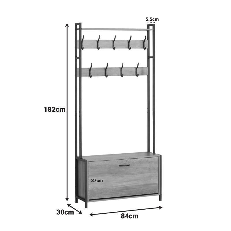 Unitate de intrare Ventoria, Stejar cu metal, negru, 84x30x182 cm