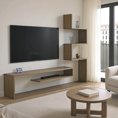 Unitate TV cu biblioteca, Sonoma și Alb, 160x29x126 cm