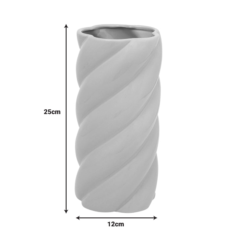 Vaza ceramica Dermel, Bej, 12x12x25 cm