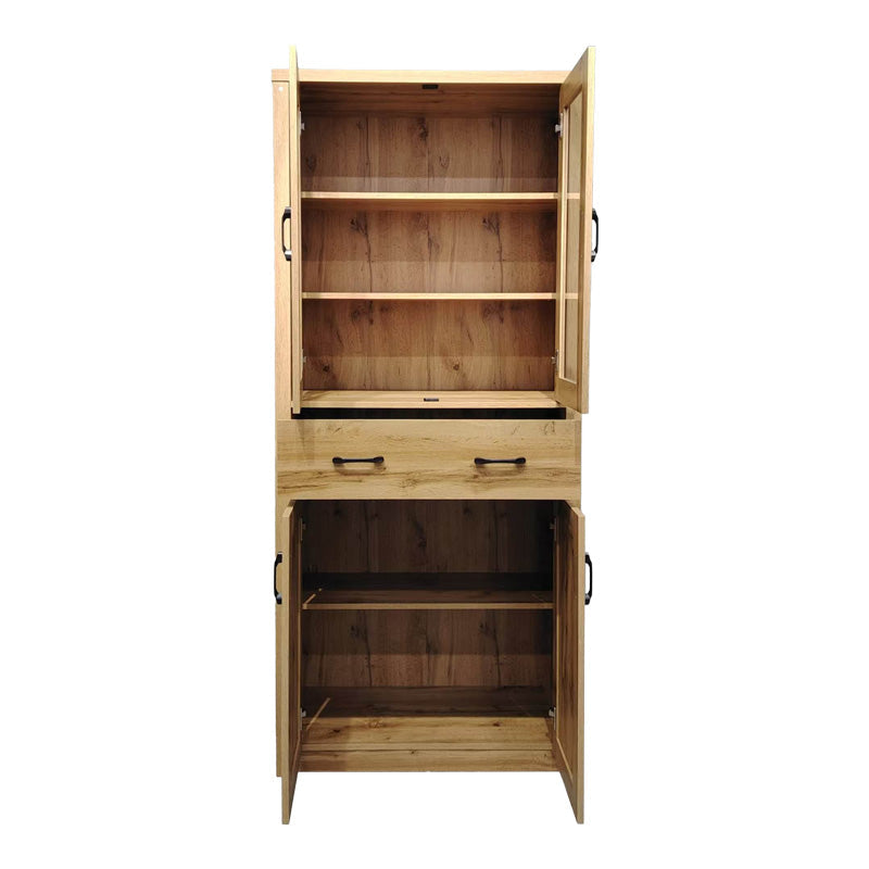 Vitrina-șifonier multifunctionala Nisso, Lemn, Alb - Stejar, 80x40x184 cm - Stejar