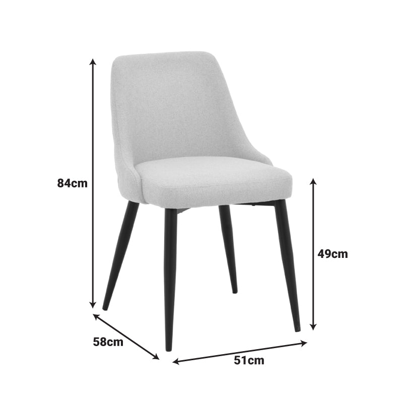Zedna scaun bej din stofă, cu picioare metalice negre, Bej - Negru, 51x58x84 cm - Antracit-Negru