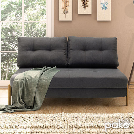 Canapea extensibila cu material textil Gri, inchis, 150x92x77 cm