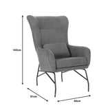 Fotoliu Rimbo Gri deschis din catifea   cu picior negru 66x81x102cm - Verde