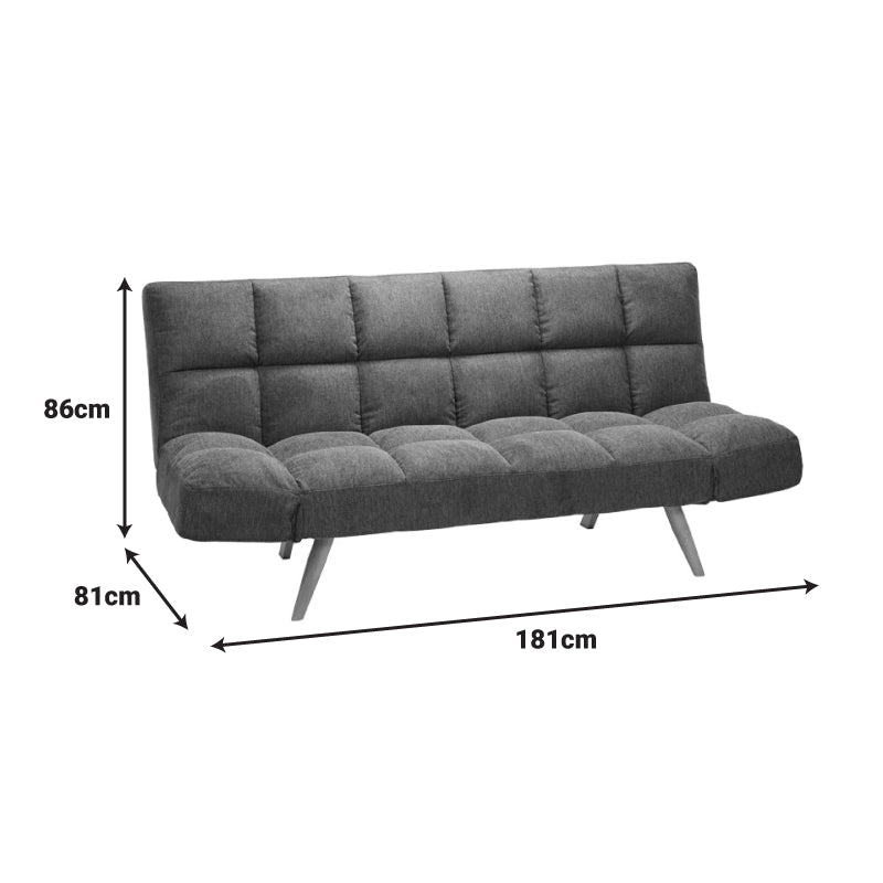 Canapea extensibilă 3 locuri Freddo, Antracit, 181x81x86 cm