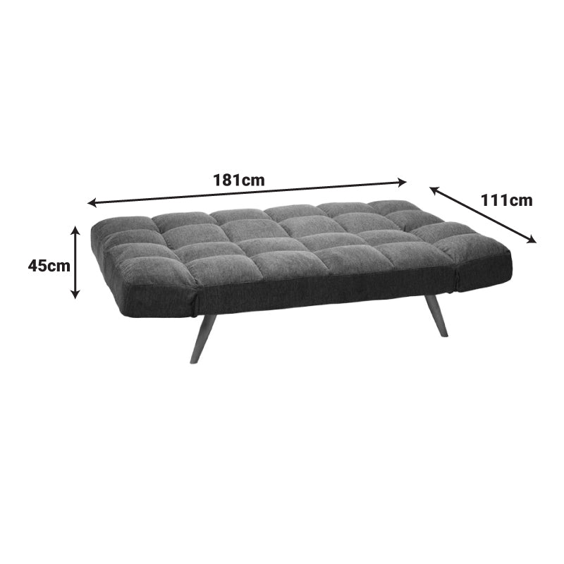 Canapea extensibilă 3 locuri Freddo, Antracit, 181x81x86 cm