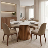 Masă dining Franzel, Piatră sinterizată și MDF, Diverse culori, Ø120x75 cm - Marmură-Natural | SKU: 029-000445 | Masă dining Franzel, Piatră sinterizată și MDF, Ø120x75 cm, varianta Marmură-Natural, produs pentru amenajarea locuinței, disponibil online în România la CasaMob