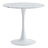 Masă dining Balou, Aspect marmură, Diverse culori, D90x73 cm - Alb | SKU: 029-000451 | Masă dining Balou, Aspect marmură, D90x73 cm, varianta Alb, produs pentru amenajarea locuinței, disponibil online în România la CasaMob
