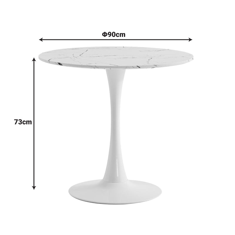 Masă dining Balou, Aspect marmură, Diverse culori, D90x73 cm - Alb | SKU: 029-000451 | Masă dining Balou, Aspect marmură, D90x73 cm, varianta Alb, produs pentru amenajarea locuinței, disponibil online în România la CasaMob