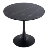 Masă dining Balou, Aspect marmură, Diverse culori, D90x73 cm - Negru | SKU: 029-000452 | Masă dining Balou, Aspect marmură, D90x73 cm, varianta Negru, produs pentru amenajarea locuinței, disponibil online în România la CasaMob