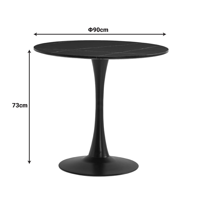 Masă dining Balou, Aspect marmură, Diverse culori, D90x73 cm - Negru | SKU: 029-000452 | Masă dining Balou, Aspect marmură, D90x73 cm, varianta Negru, produs pentru amenajarea locuinței, disponibil online în România la CasaMob