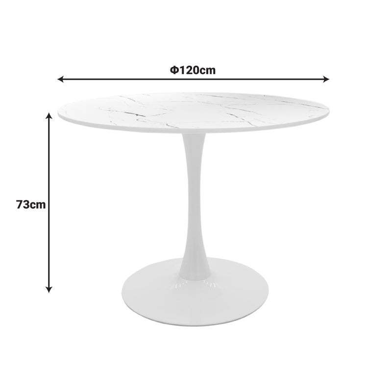 Masă dining Balou, Aspect marmură, Diverse culori, D120x73 cm - Alb | SKU: 029-000453 | Masă dining Balou, Aspect marmură, D120x73 cm, varianta Alb, produs pentru amenajarea locuinței, disponibil online în România la CasaMob