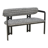 Canapea 2 locuri Berdona, Stofă, Negru-Alb, 120x47x78 cm